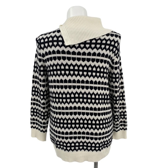 Talbots Black Cream Button Mock Turtleneck Sweater 1X - Picture 3 of 11